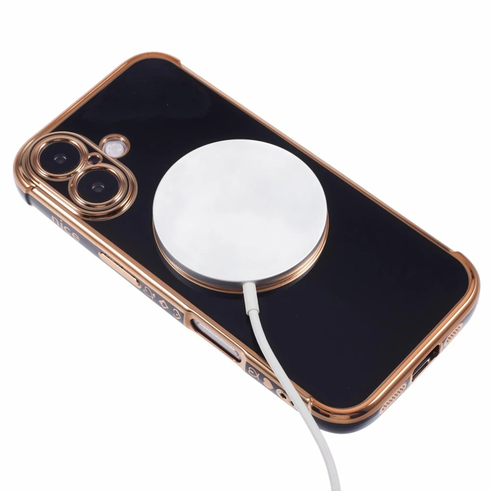 Kryt na iPhone 16 Plus Srdiečko s podporou MagSafe čierny