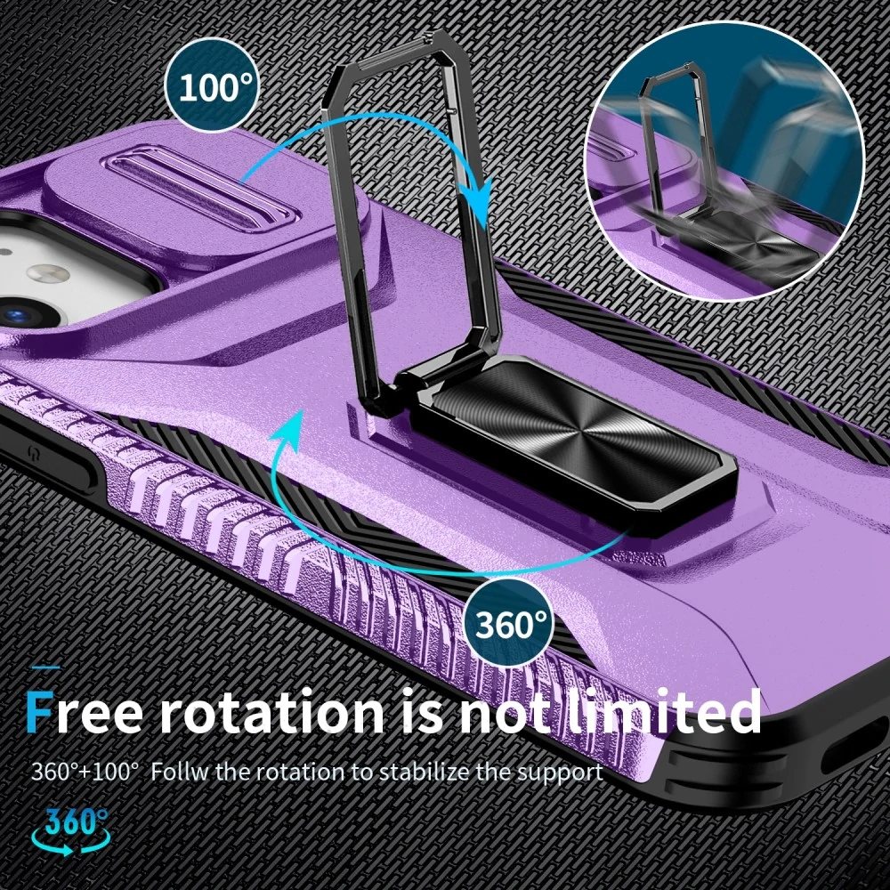 Kryt na iPhone 12 / 12 Pro odolný s krytom na fotoaparát fialový