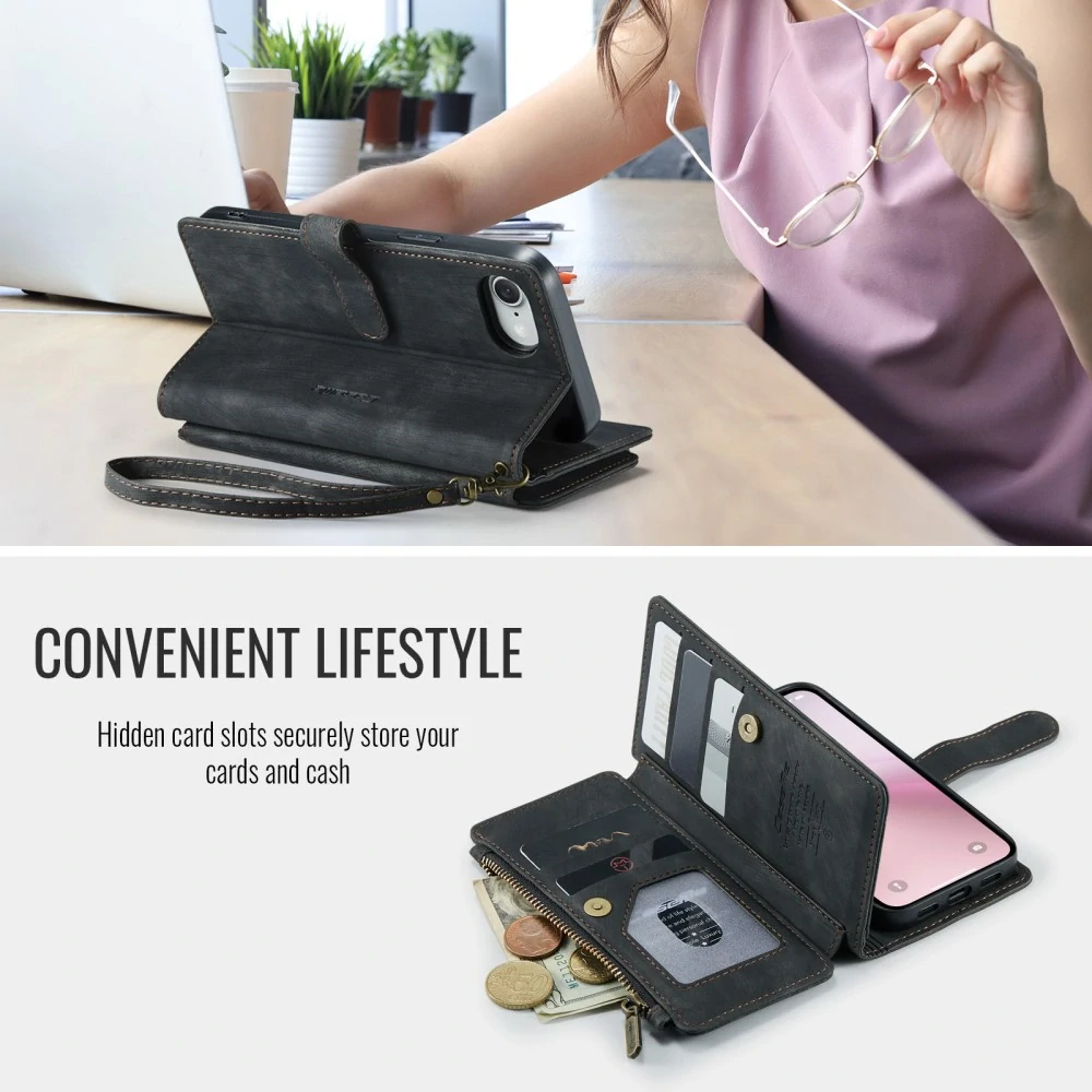 Puzdro pre iPhone 16E CASEME Luxury Double Layer čierne