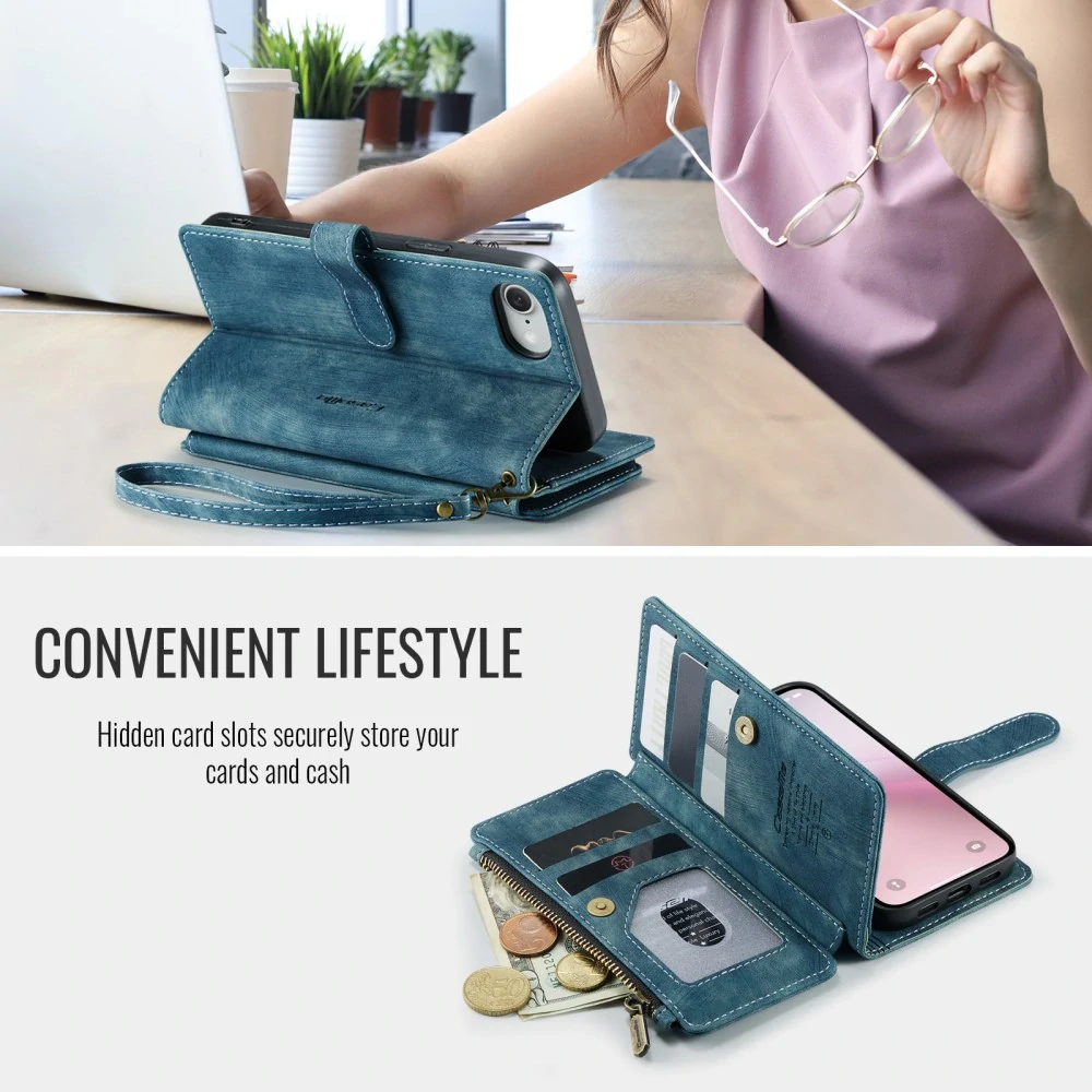 Puzdro pre iPhone 16E CASEME Luxury Double Layer modré