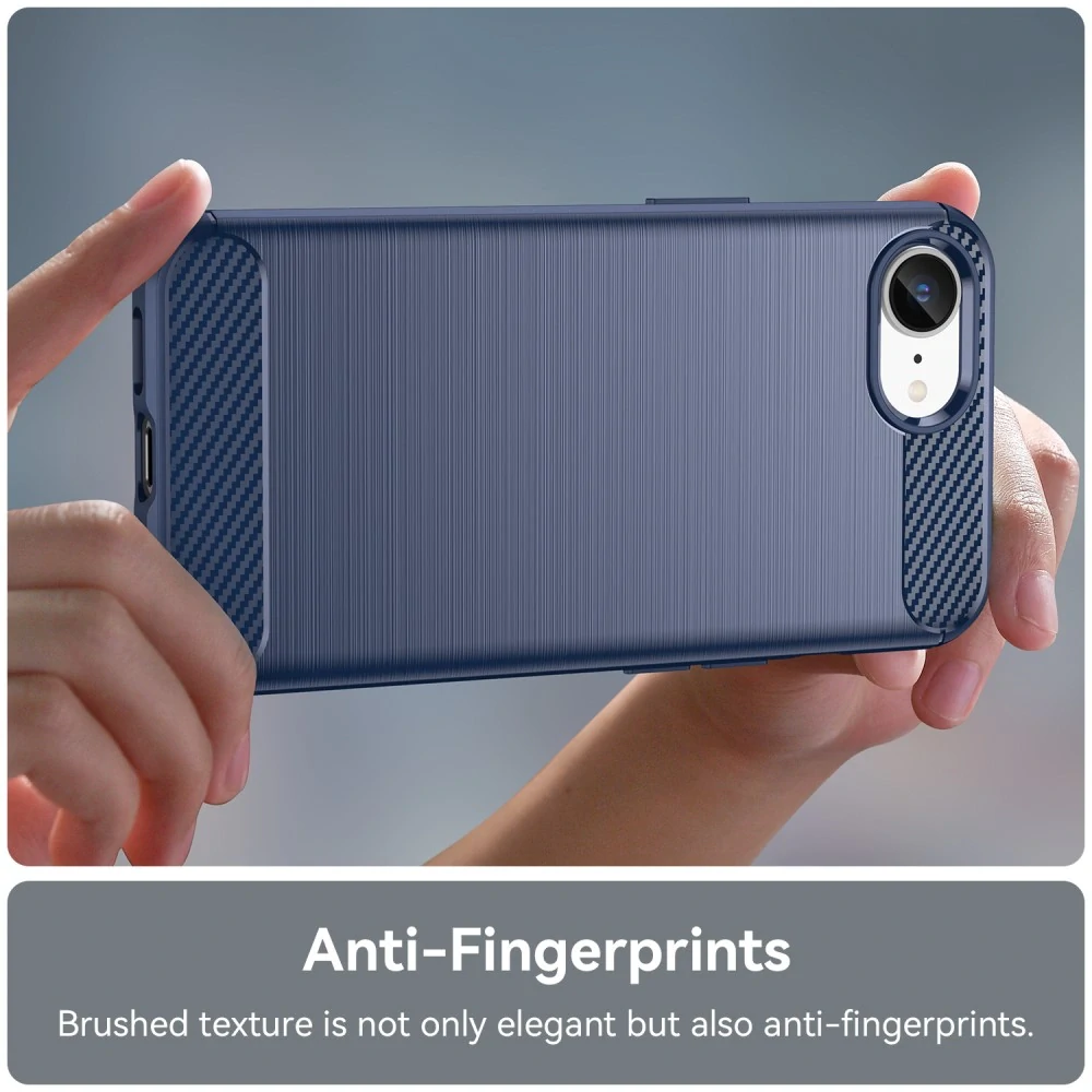 Kryt na iPhone 16E gumový Carbon modrý