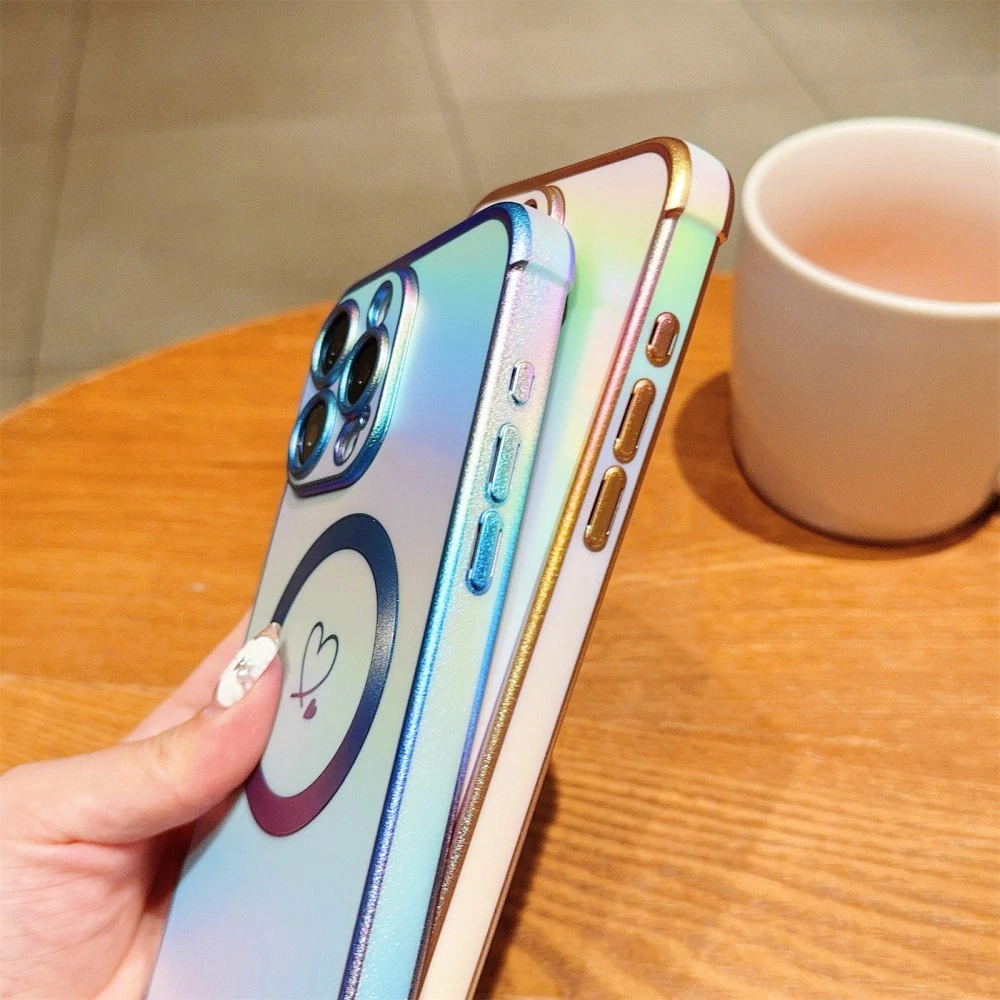 Kryt na iPhone 14 Pro Max Srdiečko s podporou MagSafe dúhový