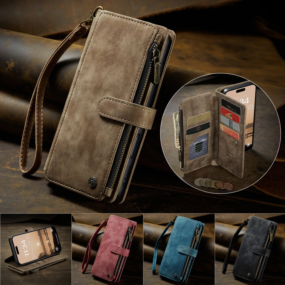 Puzdro pre iPhone 17 Pro CASEME Luxury Double Layer hnedé