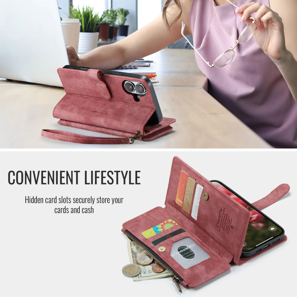Puzdro pre iPhone 17 CASEME Luxury Double Layer červené