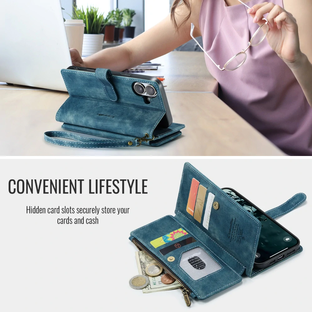 Puzdro pre iPhone 17 CASEME Luxury Double Layer modré
