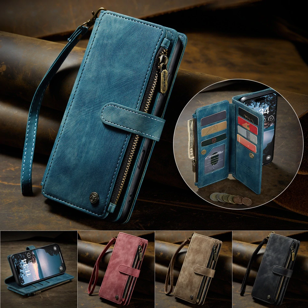 Puzdro pre iPhone 17 Pro Max CASEME Luxury Double Layer modré