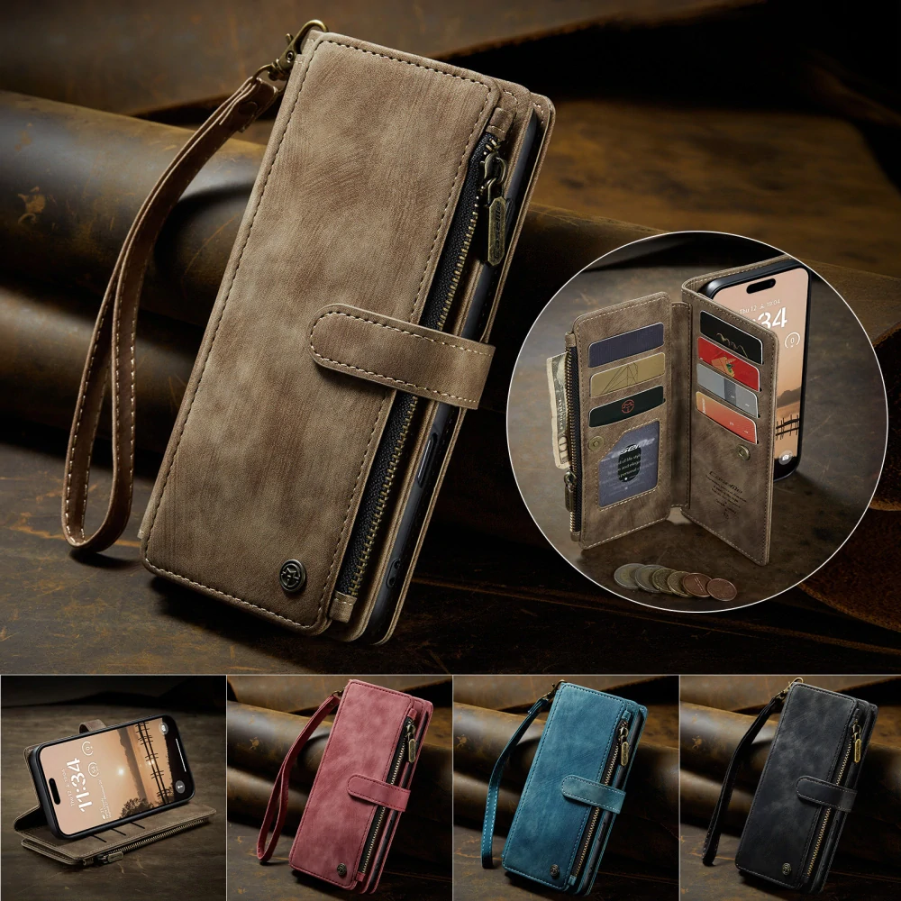 Puzdro pre iPhone 17 Pro Max CASEME Luxury Double Layer hnedé