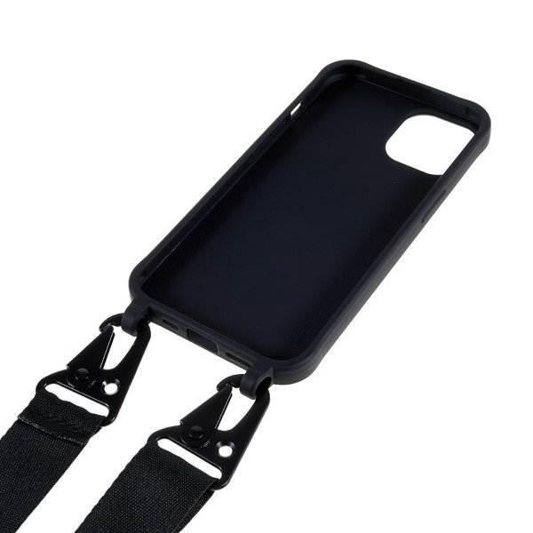 Kryt na iPhone 14 Wide gumový so šnúrkou na krk čierny