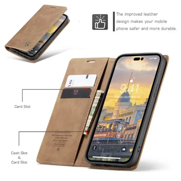 Puzdro CASEME pre iPhone 14 Pro hnedé