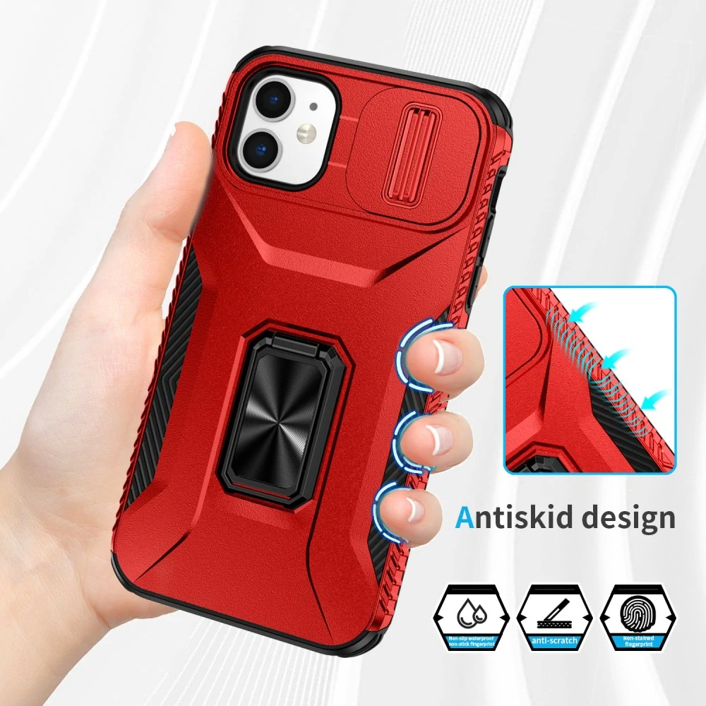 Kryt na iPhone 11 s krytkou na fotoaparát červený