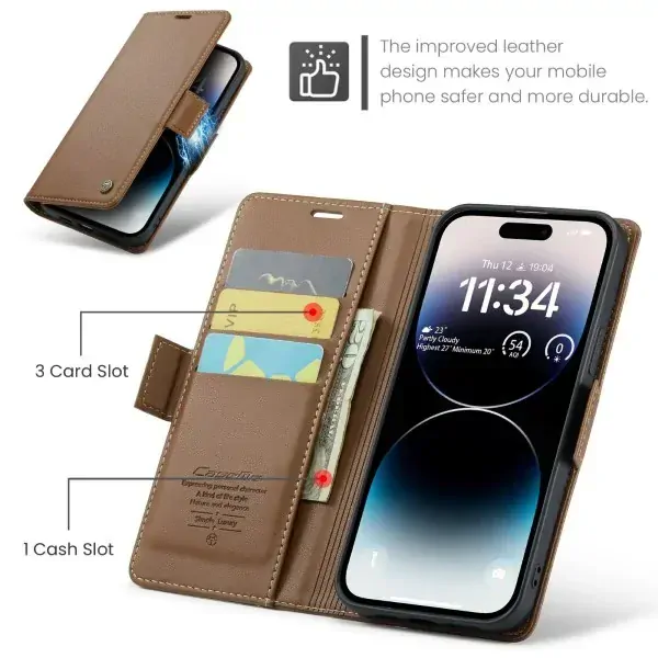 Púzdro na iPhone 14 Pro Max CASEME Smooth hnedé