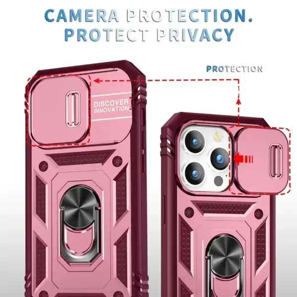 Kryt na iPhone 14 Pro Max odolný s krytkou na fotoaparát vínový