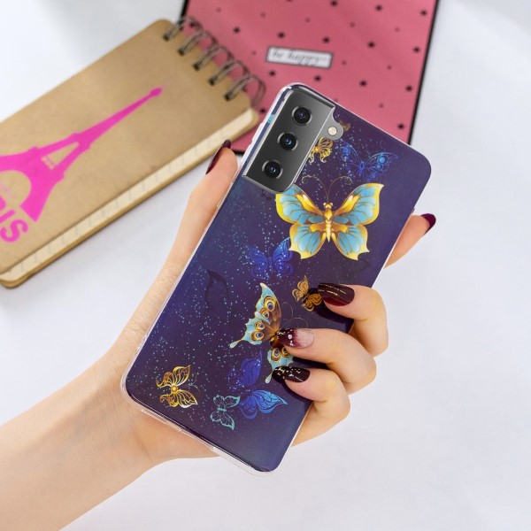 Kryt na Samsung Galaxy S21 svietiaci Motýľ modrý
