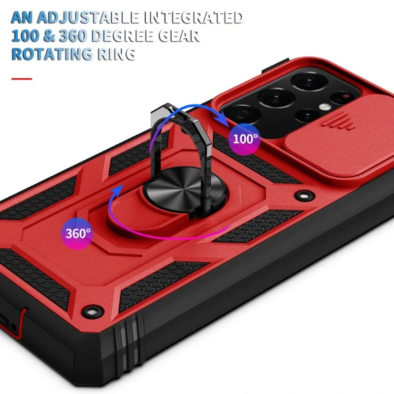 Kryt na Samsung Galaxy S21 Ultra odolný s krytom na fotoaparát červený