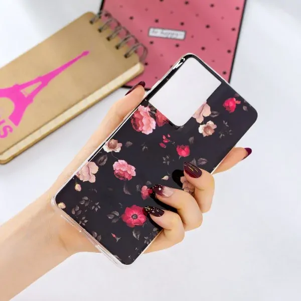 Kryt na Samsung Galaxy S21 Ultra svietiaci Ruže čierny