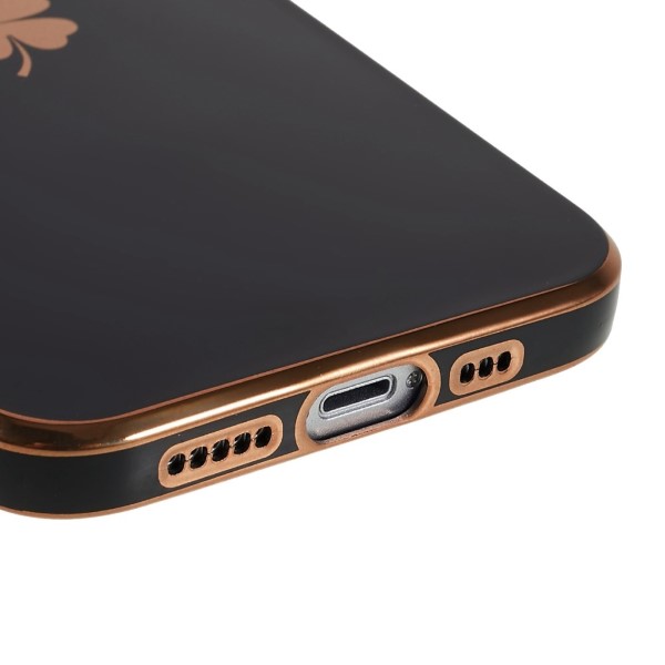 Kryt na iPhone 14 Plus Electroplated štvorlístok čierny