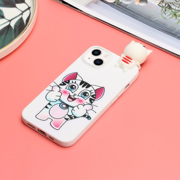 Kryt na iPhone 14 Plus 3D mačiatko biely