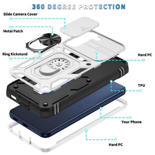 Kryt na Samsung Galaxy S22 odolný s krytom na fotoaparát biely