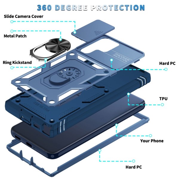 Kryt na Samsung Galaxy S22 Ultra odolný s krytom na fotoaparát tmavomodrý