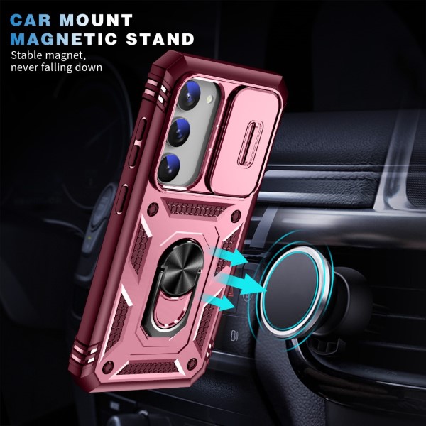 Kryt na Samsung Galaxy S23 plus odolný s krytom na fotoaparát vínový