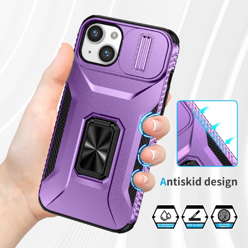Kryt na iPhone 15 odolný s krytom na fotoaparát fialový