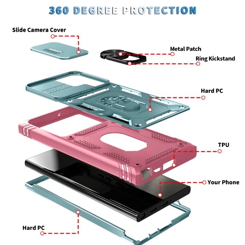 Kryt na Samsung Galaxy S24 Ultra odolný s krytom na fotoaparát ružový