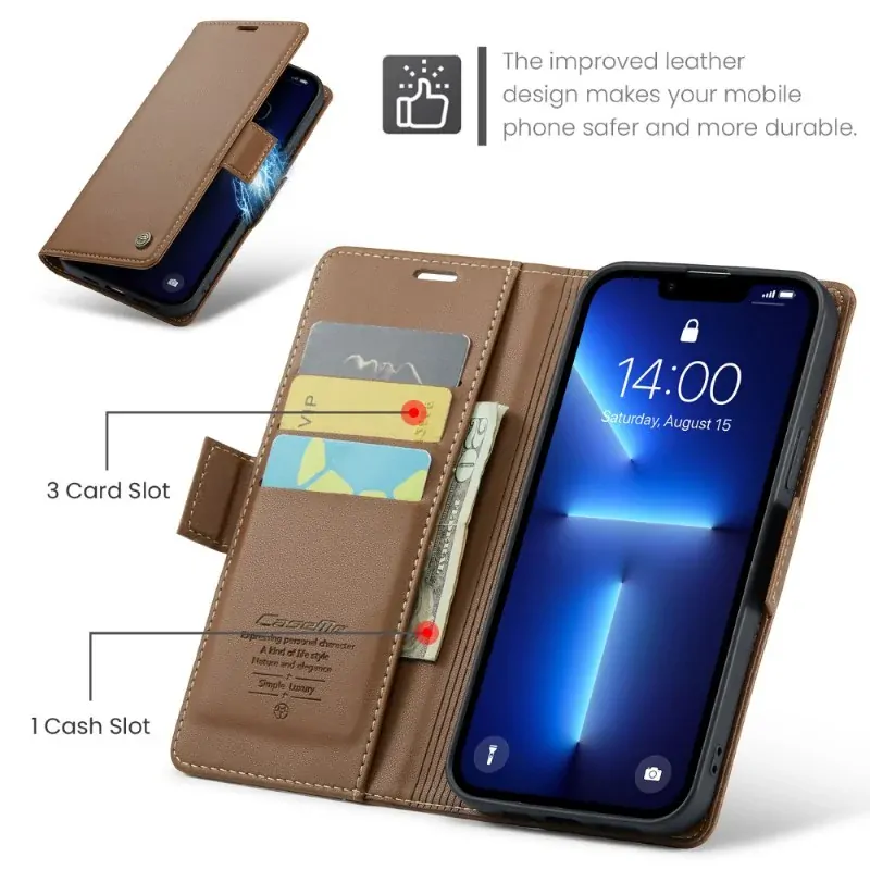 Púzdro na iPhone 13 Pro CASEME smooth hnedé