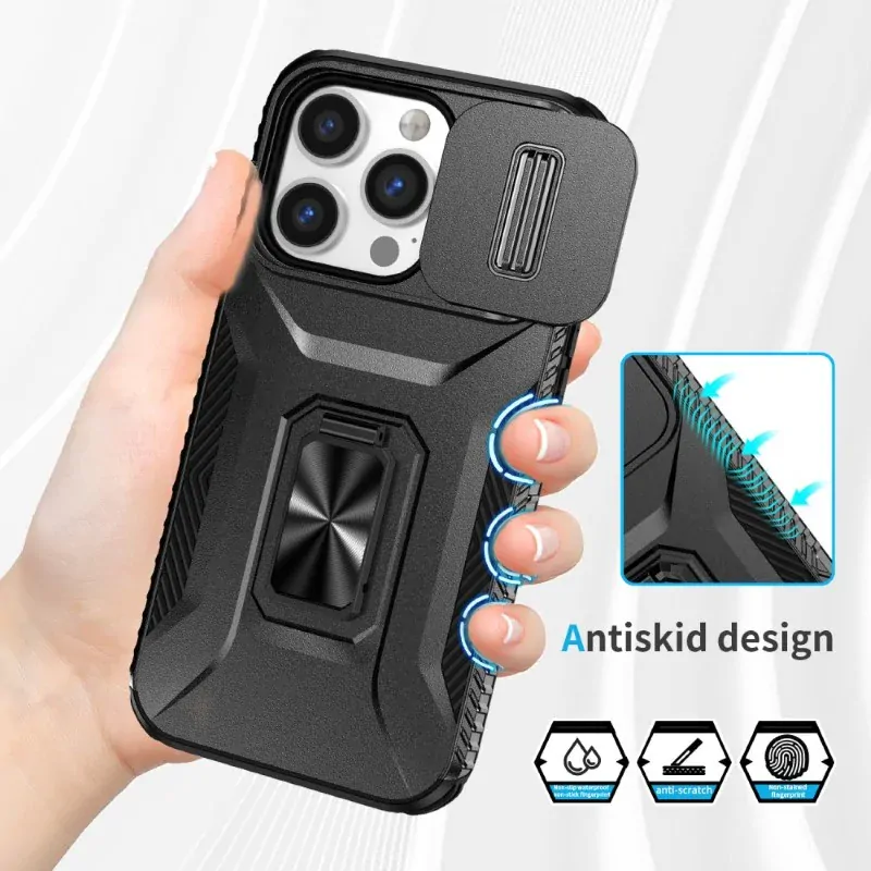 Kryt na iPhone 13 Pro odolný s krytkou na fotoaparát čierny