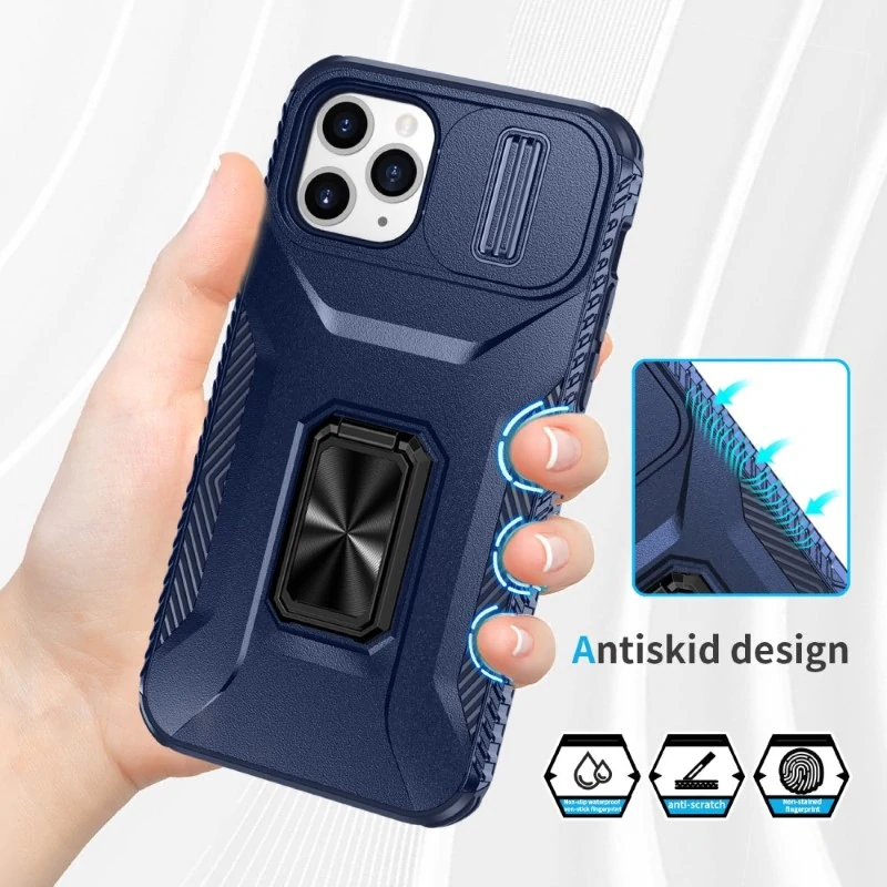 Kryt na iPhone 11 Pro odolný s krytkou na fotoaparát tmavomodrý