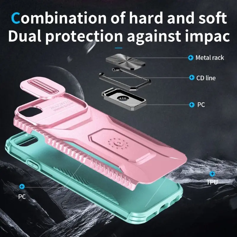 Kryt na iPhone 7 Plus / 8 Plus odolný s krytkou na fotoaparát ružový