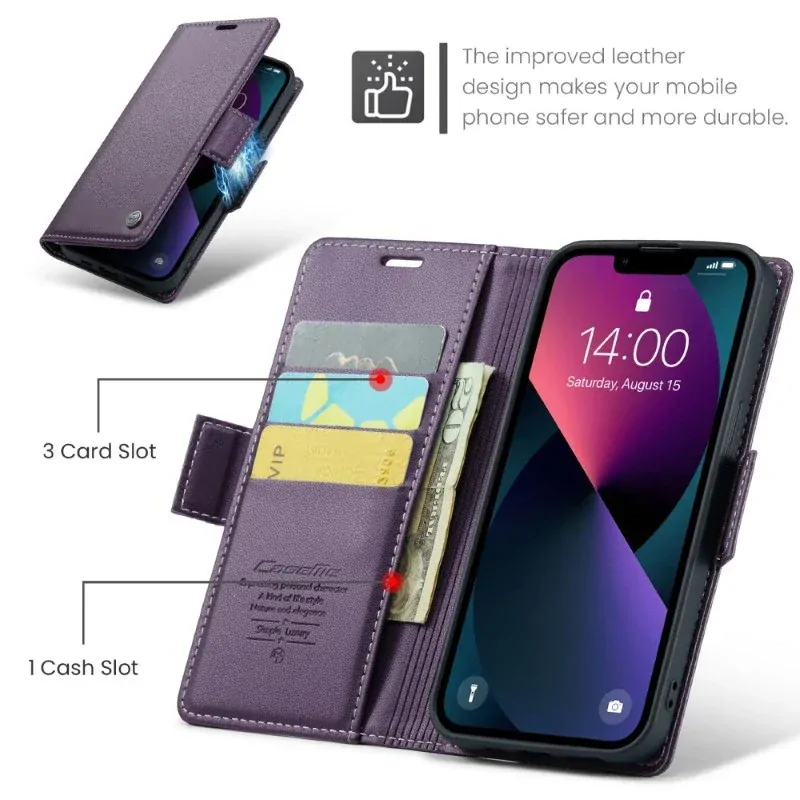 Puzdro na iPhone 14 Pro CASEME Smooth fialové