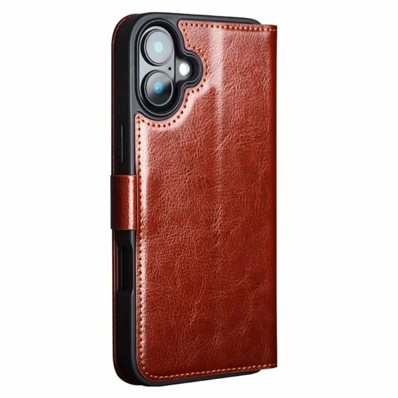 Puzdro QIALINO na iPhone 16 Kožené hnedé