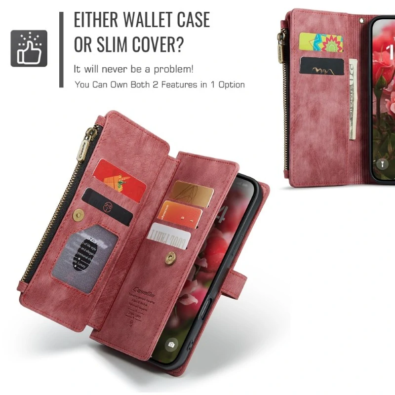 Púzdro pre iPhone 16 CASEME Luxury Double Layer červené