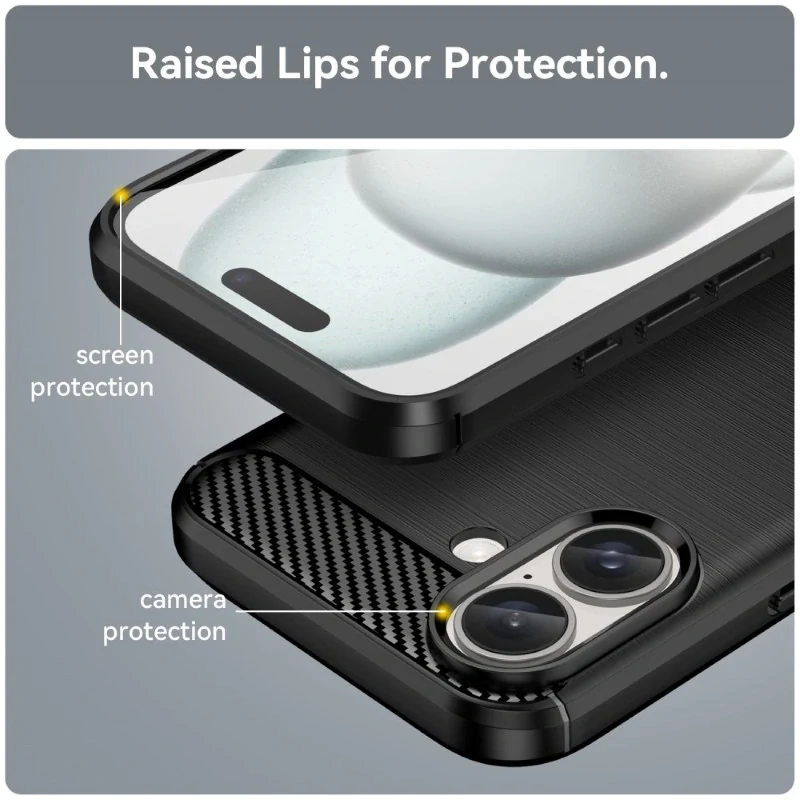Kryt na iPhone 16 gumový Carbon čierny