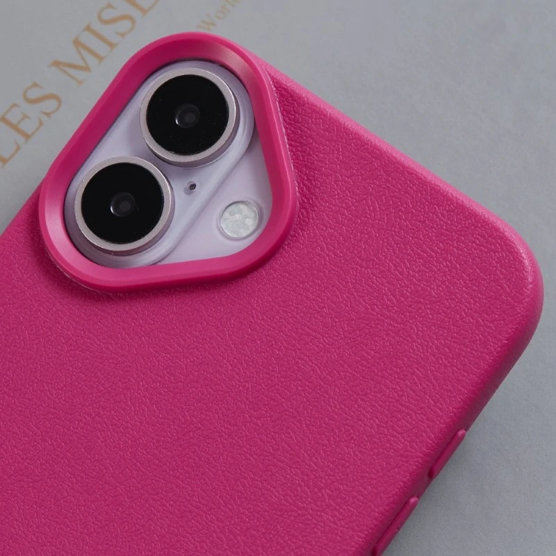 Kryt na iPhone 16 gumový Litchi ružový