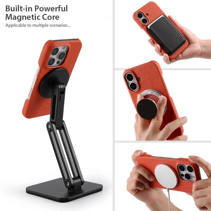 Kryt MELKCO na iPhone 16 Pro Kožený s podporou MAGSAFE červený