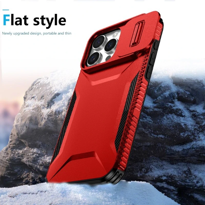 Kryt na iPhone 16 Pro Max s krytkou na fotoaparát červený