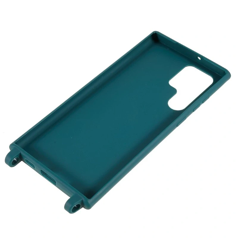 Kryt na Samsung Galaxy S22 Ultra gumový so šnúrkou na krk zelený