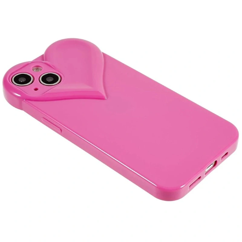 Kryt na iPhone 15 gumový Srdce ružový