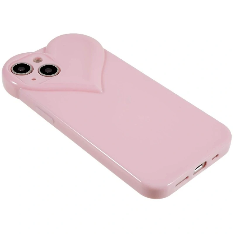 Kryt na iPhone 15 gumový Srdce svetlo ružový