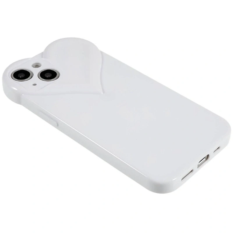Kryt na iPhone 15 gumový Srdce biely
