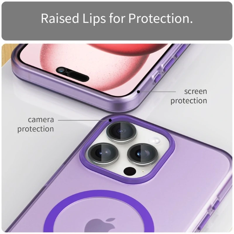 Kryt na iPhone 15 Pro gumový Candy (podpora MagSafe) fialový