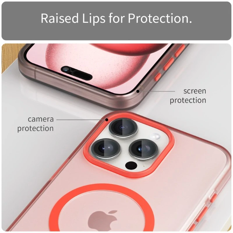 Kryt na iPhone 15 Pro gumový Candy (podpora MagSafe) červený Novinka