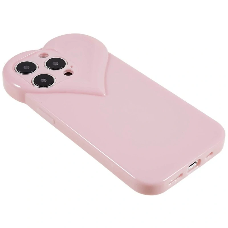 Kryt na iPhone 15 Pro gumový Srdce svetlo ružový