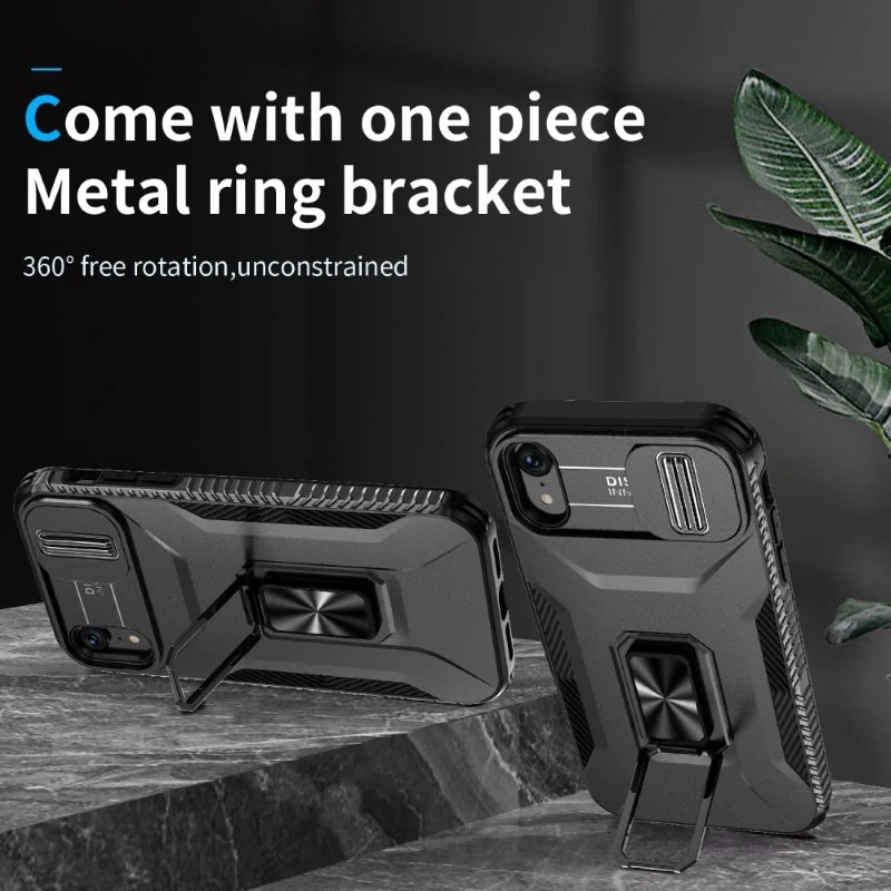 Kryt na iPhone Xr odolný s krytom na fotoaparát čierny