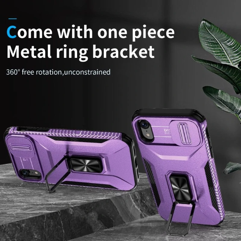 Kryt na iPhone Xr odolný s krytom na fotoaparát fialový