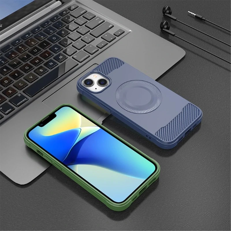 Kryt na iPhone 13 gumový (podpora MagSafe) modrý