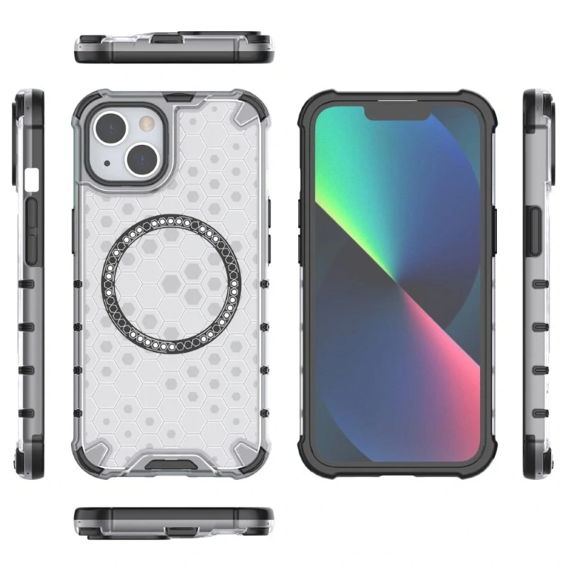 Kryt na iPhone 13 odolný Honeycomb s podporou Magsafe číry