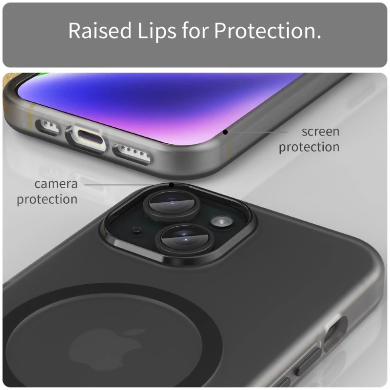 Kryt na iPhone 14 gumový Candy (podpora MagSafe) čierny