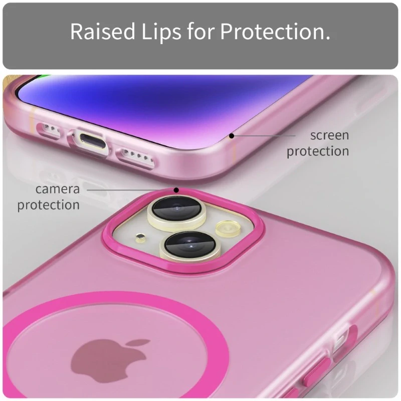 Kryt na iPhone 14 gumový Candy (podpora MagSafe) ružový